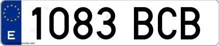 Ejemplo de matrícula española 1083 BCB
