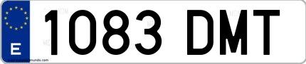 Ejemplo de matrícula española 1083 DMT