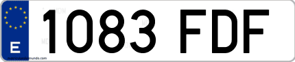 Ejemplo de matrícula de coche ordinaria 1083 FDF