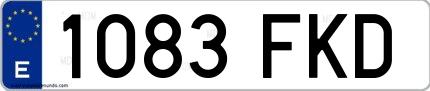 Ejemplo de matrícula española 1083 FKD