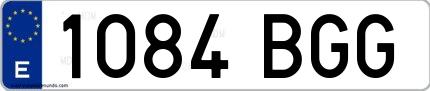 Ejemplo de matrícula española 1084 BGG