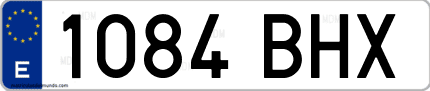 Ejemplo de matrícula de coche ordinaria 1084 BHX