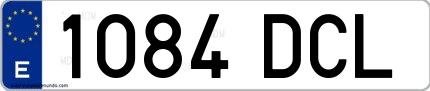Ejemplo de matrícula española 1084 DCL