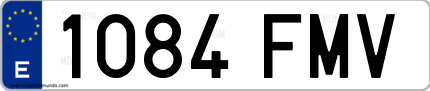 Ejemplo de matrícula de coche ordinaria 1084 FMV