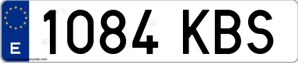 Ejemplo de matrícula de coche ordinaria 1084 KBS
