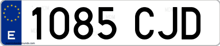 Ejemplo de matrícula de coche ordinaria 1085 CJD