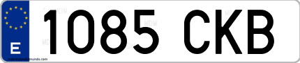 Ejemplo de matrícula de coche ordinaria 1085 CKB