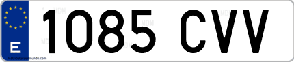 Ejemplo de matrícula de coche ordinaria 1085 CVV