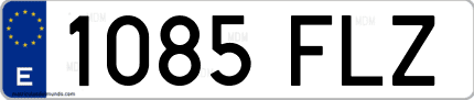 Ejemplo de matrícula de coche ordinaria 1085 FLZ