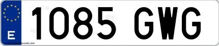 Ejemplo de matrícula española 1085 GWG