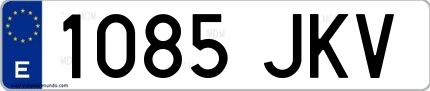 Ejemplo de matrícula española 1085 JKV