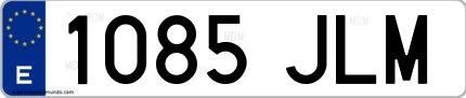 Ejemplo de matrícula de coche ordinaria 1085 JLM