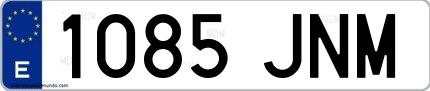 Ejemplo de matrícula de coche ordinaria 1085 JNM