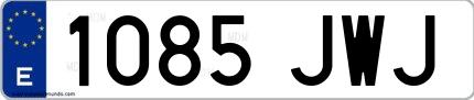 Ejemplo de matrícula española 1085 JWJ