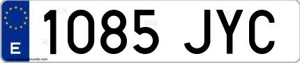 Ejemplo de matrícula española 1085 JYC