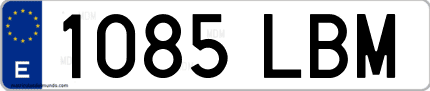 Ejemplo de matrícula de coche ordinaria 1085 LBM