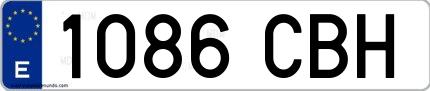 Ejemplo de matrícula española 1086 CBH