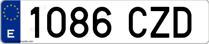 Ejemplo de matrícula de coche ordinaria 1086 CZD