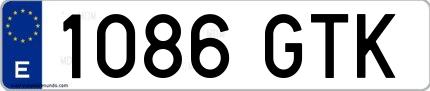 Ejemplo de matrícula española 1086 GTK