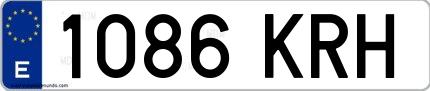 Ejemplo de matrícula española 1086 KRH