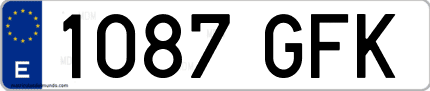 Ejemplo de matrícula de coche ordinaria 1087 GFK