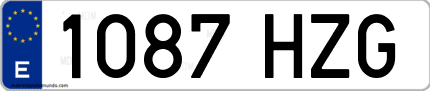 Ejemplo de matrícula de coche ordinaria 1087 HZG