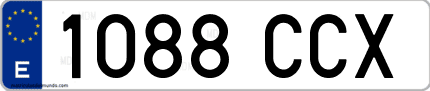 Ejemplo de matrícula de coche ordinaria 1088 CCX