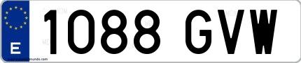 Ejemplo de matrícula española 1088 GVW