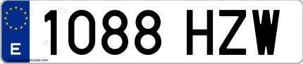Ejemplo de matrícula española 1088 HZW