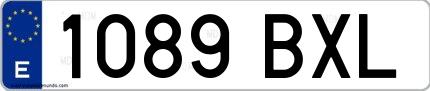 Ejemplo de matrícula española 1089 BXL