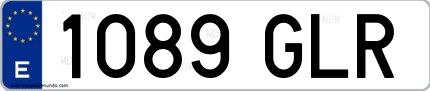 Ejemplo de matrícula española 1089 GLR