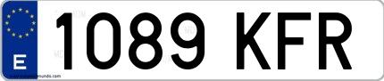 Ejemplo de matrícula española 1089 KFR