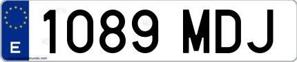 Ejemplo de matrícula española 1089 MDJ
