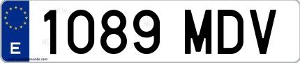 Ejemplo de matrícula española 1089 MDV