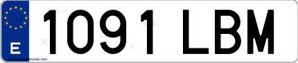 Ejemplo de matrícula de coche ordinaria 1091 LBM