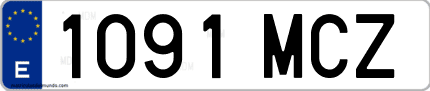 Ejemplo de matrícula de coche ordinaria 1091 MCZ