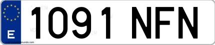 Ejemplo de matrícula española 1091 NFN