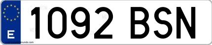 Ejemplo de matrícula española 1092 BSN