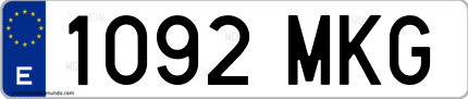 Ejemplo de matrícula de coche ordinaria 1092 MKG