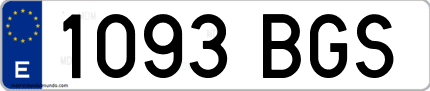 Ejemplo de matrícula de coche ordinaria 1093 BGS