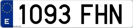 Ejemplo de matrícula española 1093 FHN