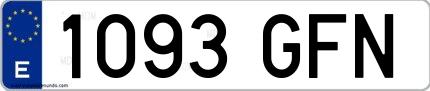 Ejemplo de matrícula española 1093 GFN