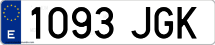 Ejemplo de matrícula de coche ordinaria 1093 JGK