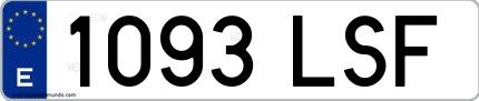 Ejemplo de matrícula española 1093 LSF