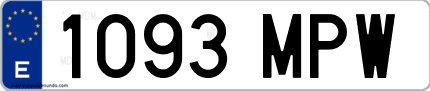 Ejemplo de matrícula de coche ordinaria 1093 MPW