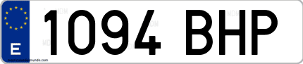 Ejemplo de matrícula de coche ordinaria 1094 BHP