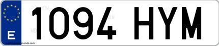 Ejemplo de matrícula española 1094 HYM