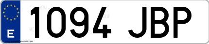 Ejemplo de matrícula española 1094 JBP