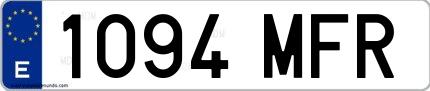 Ejemplo de matrícula española 1094 MFR