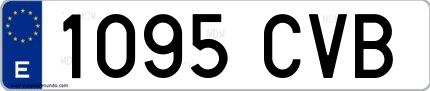 Ejemplo de matrícula española 1095 CVB